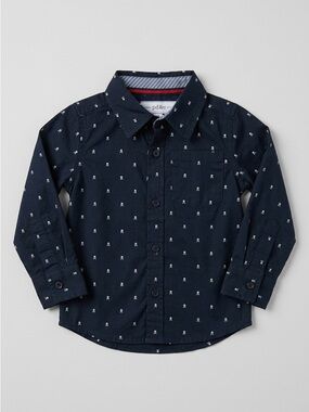 PD&C Toddler Boys Long Sleeve Button Down Shirt Mini Skull Pattern Size 2T